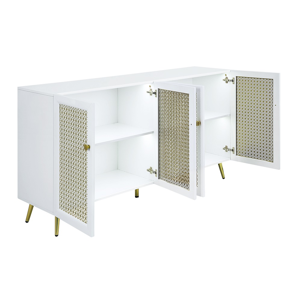 ACME - Gaerwn Console Cabinet with Led in White High Gloss