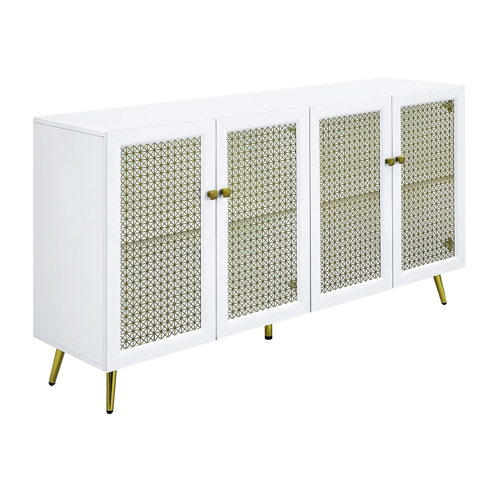 ACME - Gaerwn Console Cabinet with Led in White High Gloss