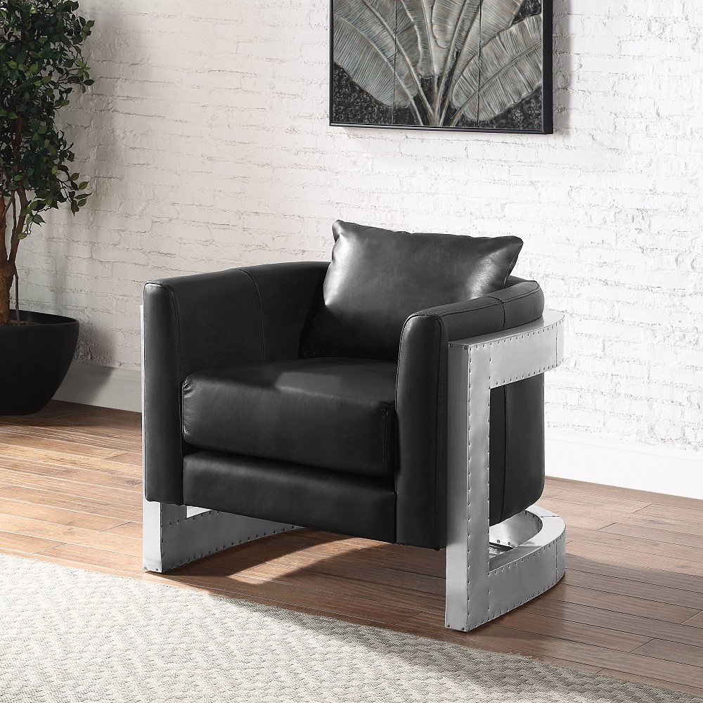 ACME™ Betla Accent Chair - Black/Aluminum