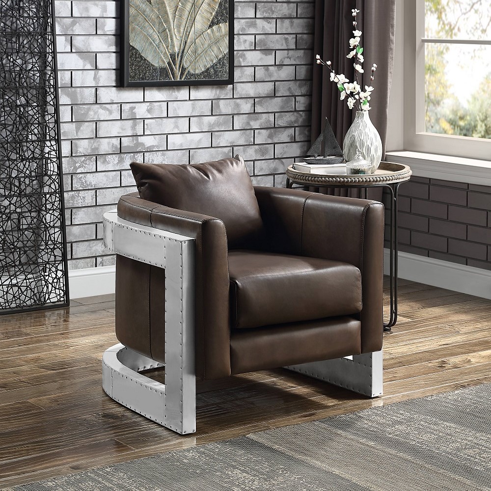 ACME™ Betla Accent Chair - Espresso/Aluminum