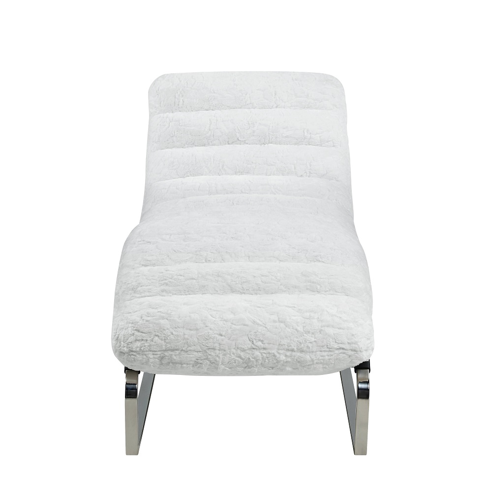 ACME™ Qortini Chaise - White Teddy Sherpa/Stainless Steel