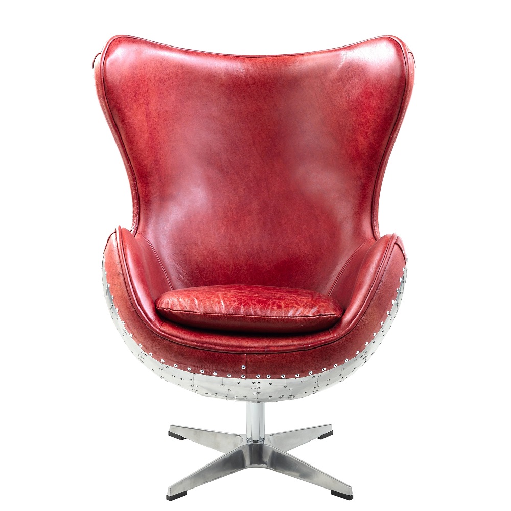 ACME™ Brancaster Accent Chair with Swivel - Red/Aluminum