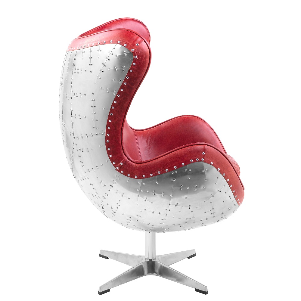 ACME™ Brancaster Accent Chair with Swivel - Red/Aluminum