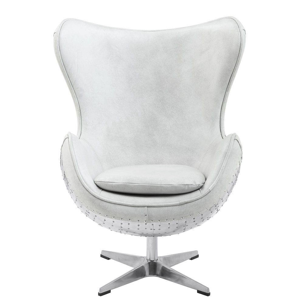 ACME™ Brancaster Accent Chair with Swivel - Vintage White/Aluminum