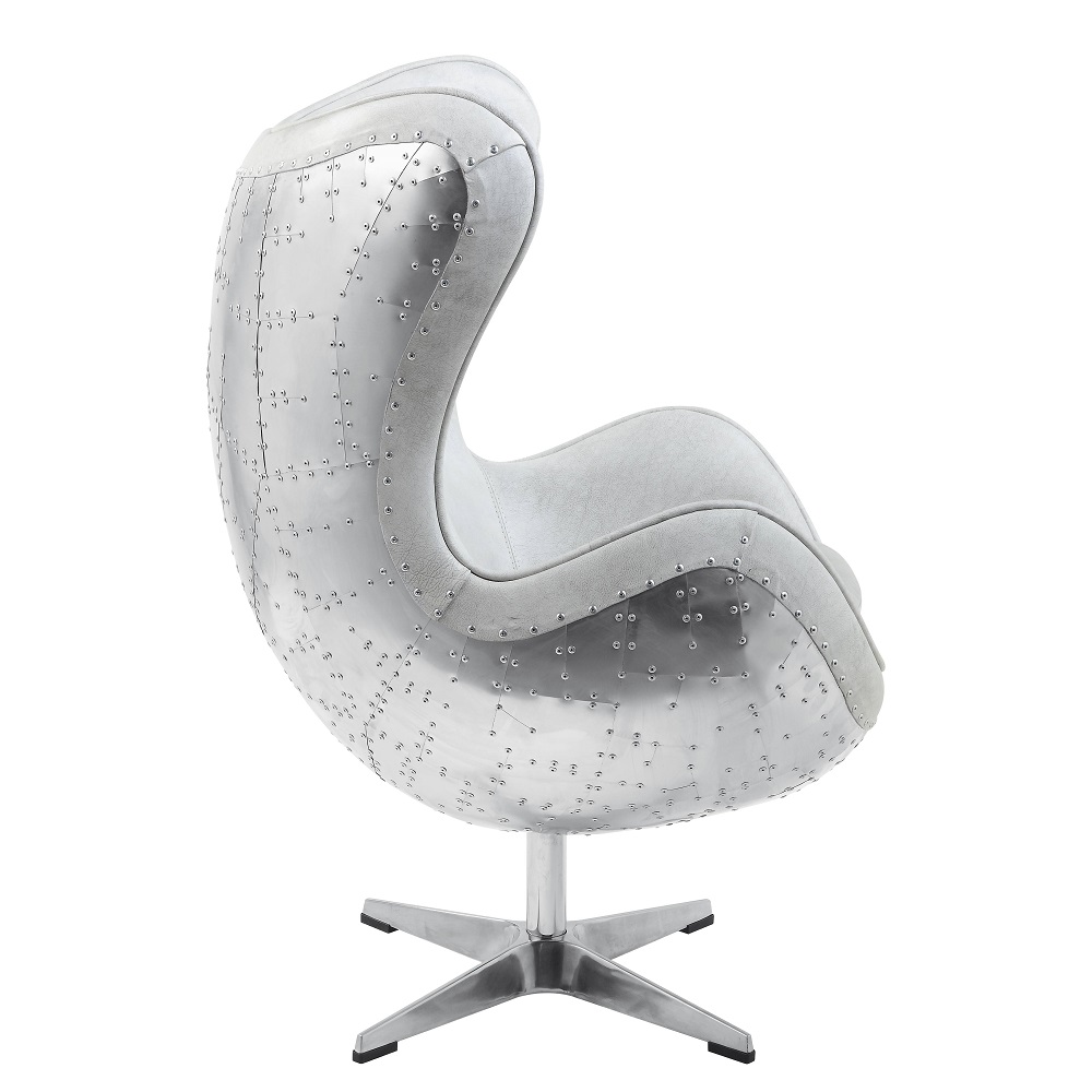 ACME™ Brancaster Accent Chair with Swivel - Vintage White/Aluminum