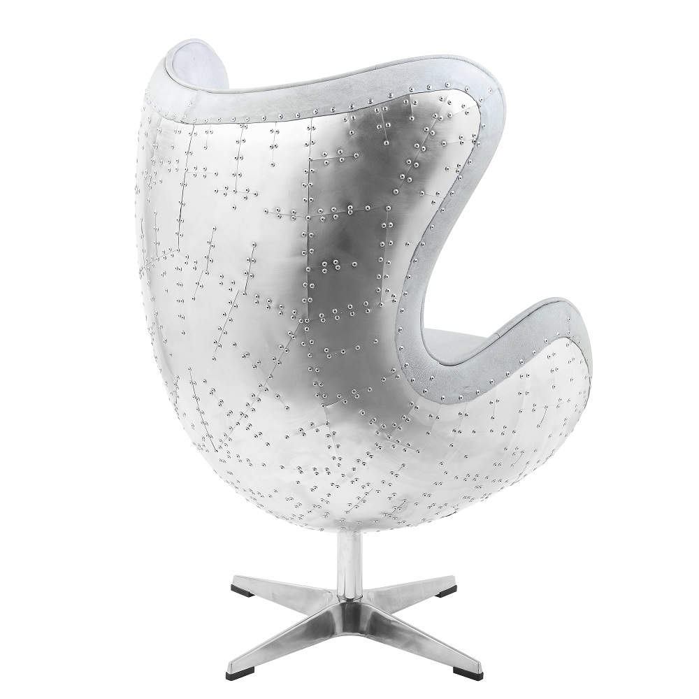 ACME™ Brancaster Accent Chair with Swivel - Vintage White/Aluminum