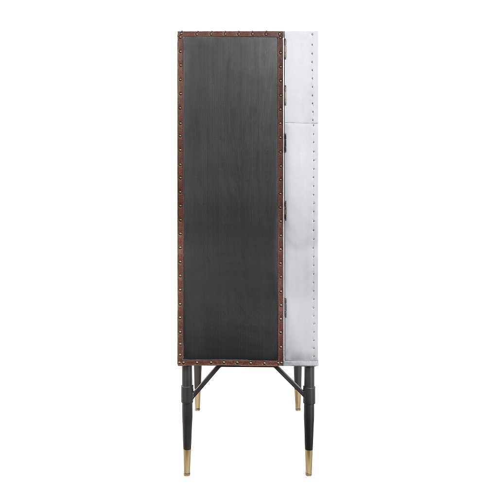 ACME - Yoela Wine Cabinet in Aluminum