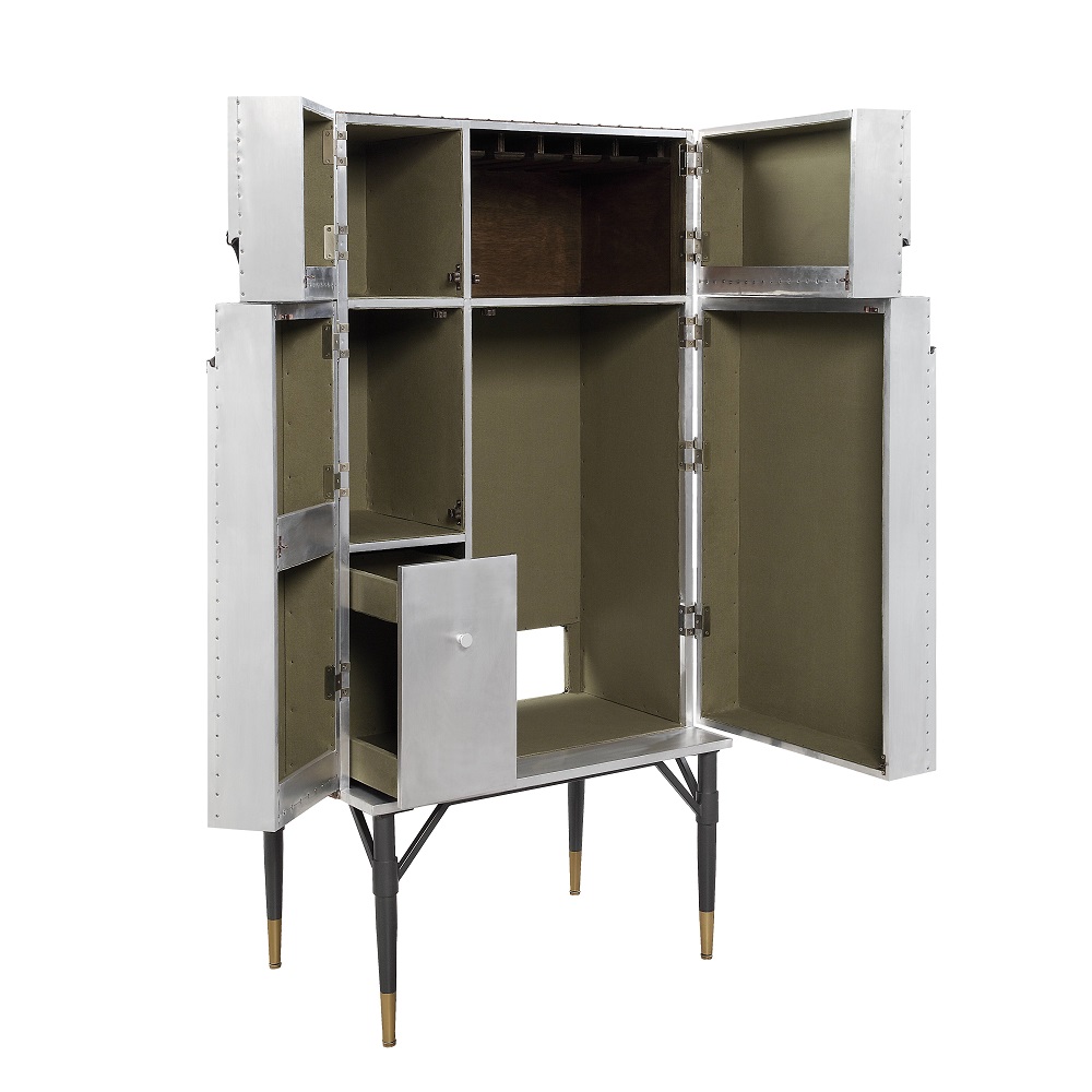 ACME - Yoela Wine Cabinet in Aluminum