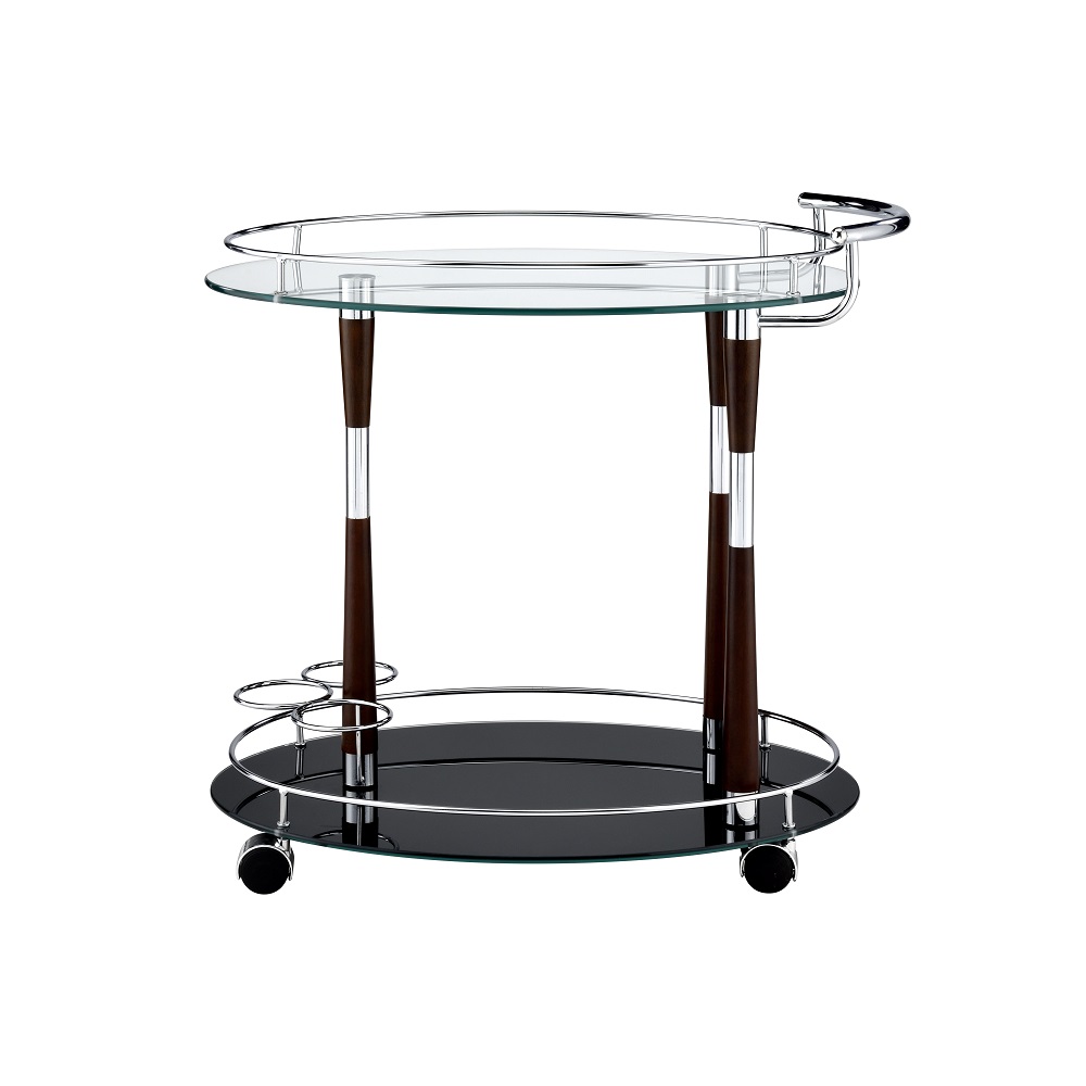 ACME - Vorsila Serving Cart in Clear Glass/Chrome