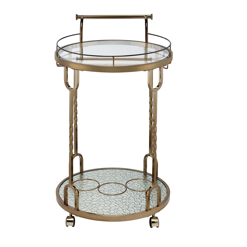 ACME - Vikki Serving Cart in Mirrored/Champagne Gold