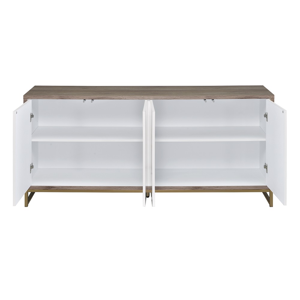 ACME - Paavan Console Cabinet in White Marble Print Oak/Champagne