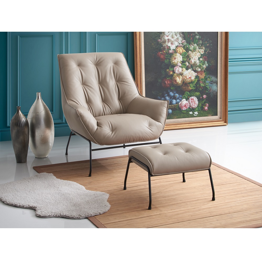 ACME Zusa Accent Chair & Ottoman - Khaki