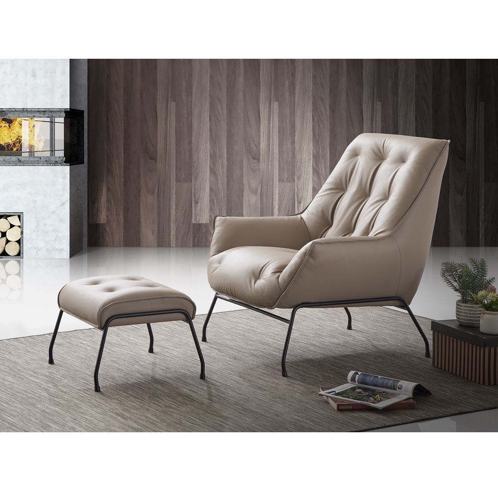 ACME Zusa Accent Chair & Ottoman - Khaki