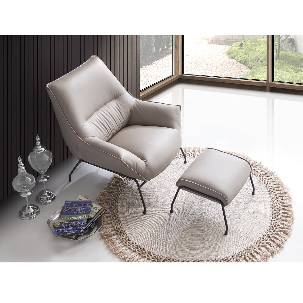 ACME Jabel Accent Chair & Ottoman - Khaki