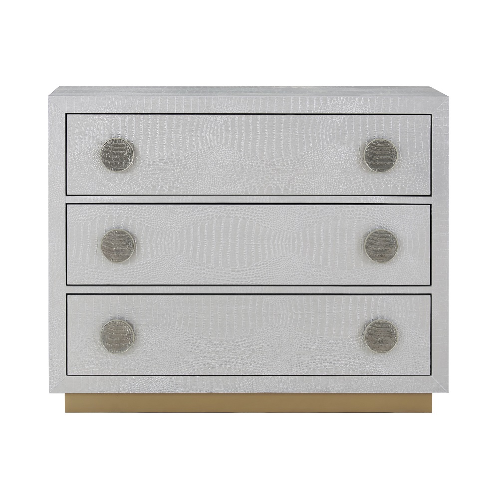 ACME - Anpu Console Cabinet in Silver Faux Crocodile Skin