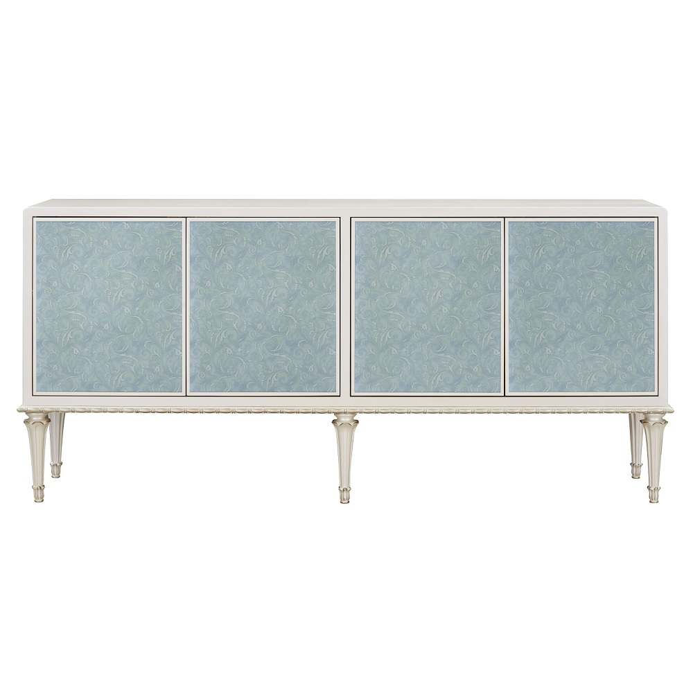 ACME - Ansaldo Console Cabinet in Pearl White/Silver Shimmer