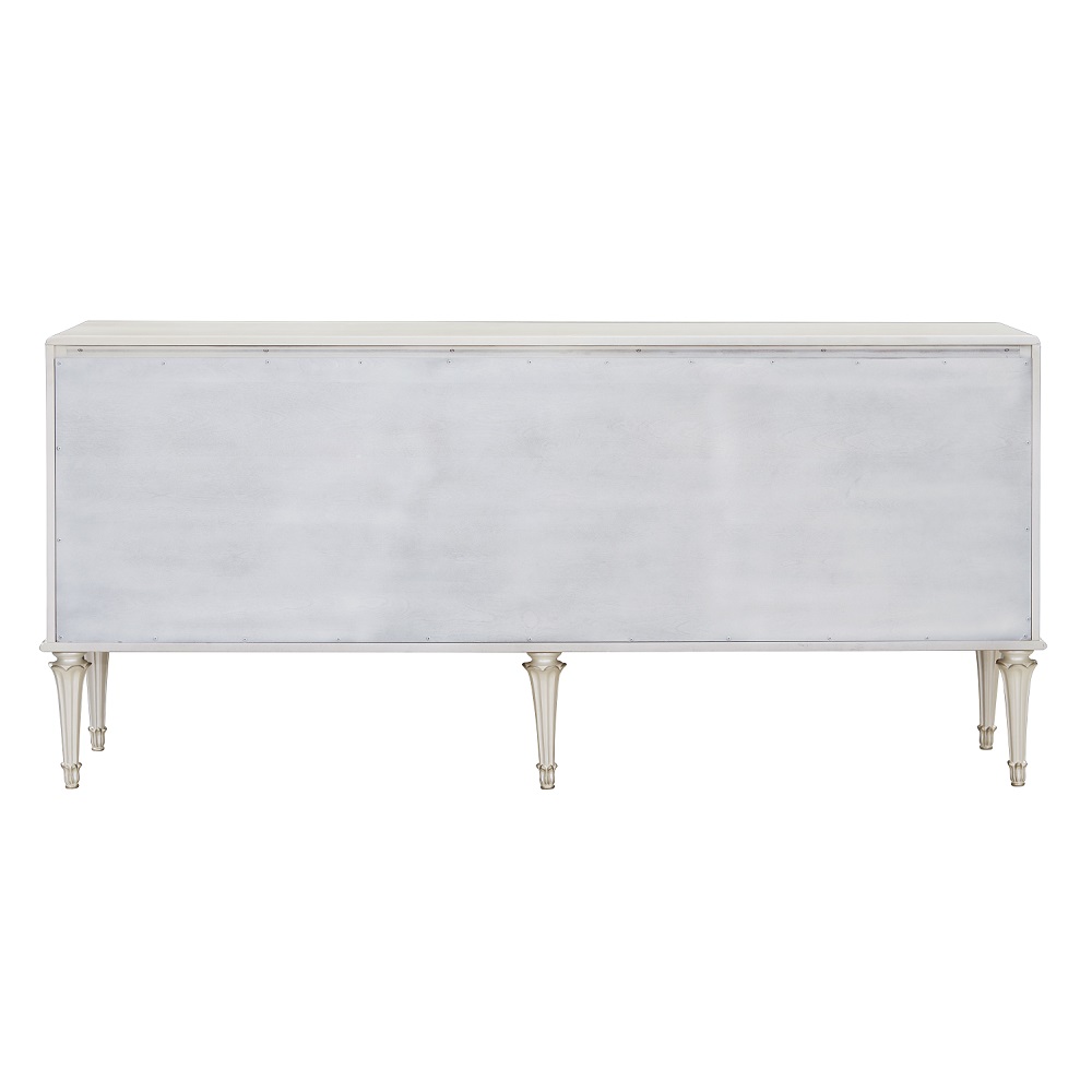 ACME - Ansaldo Console Cabinet in Pearl White/Silver Shimmer