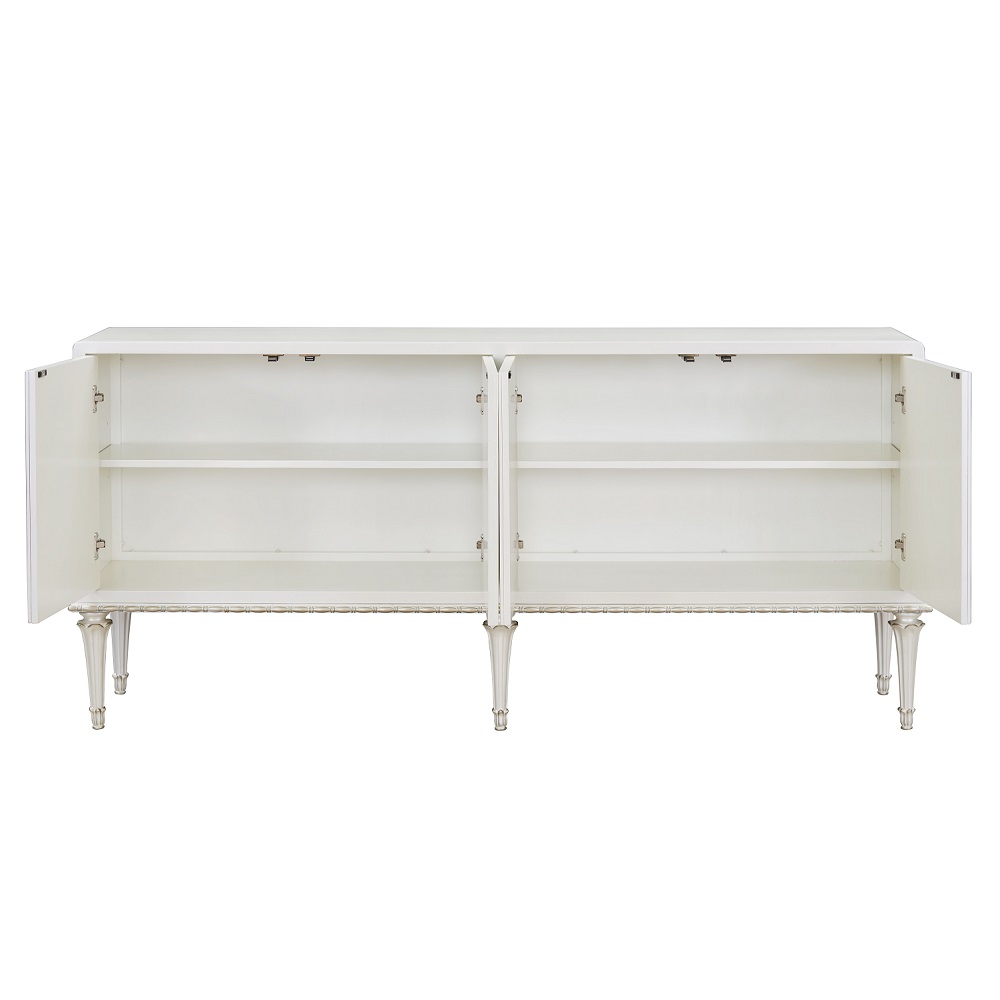 ACME - Ansaldo Console Cabinet in Pearl White/Silver Shimmer