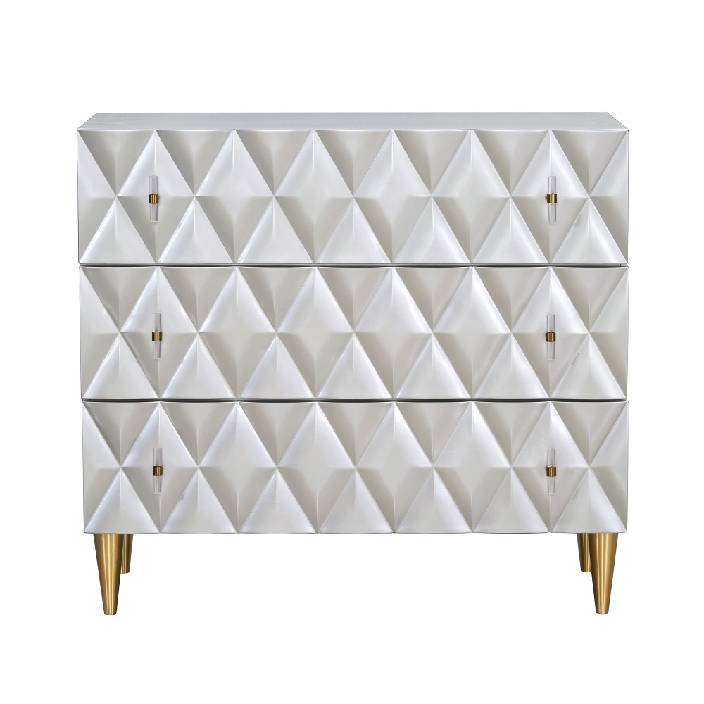 ACME - Anson Console Cabinet in Metallic Silver/Champagne