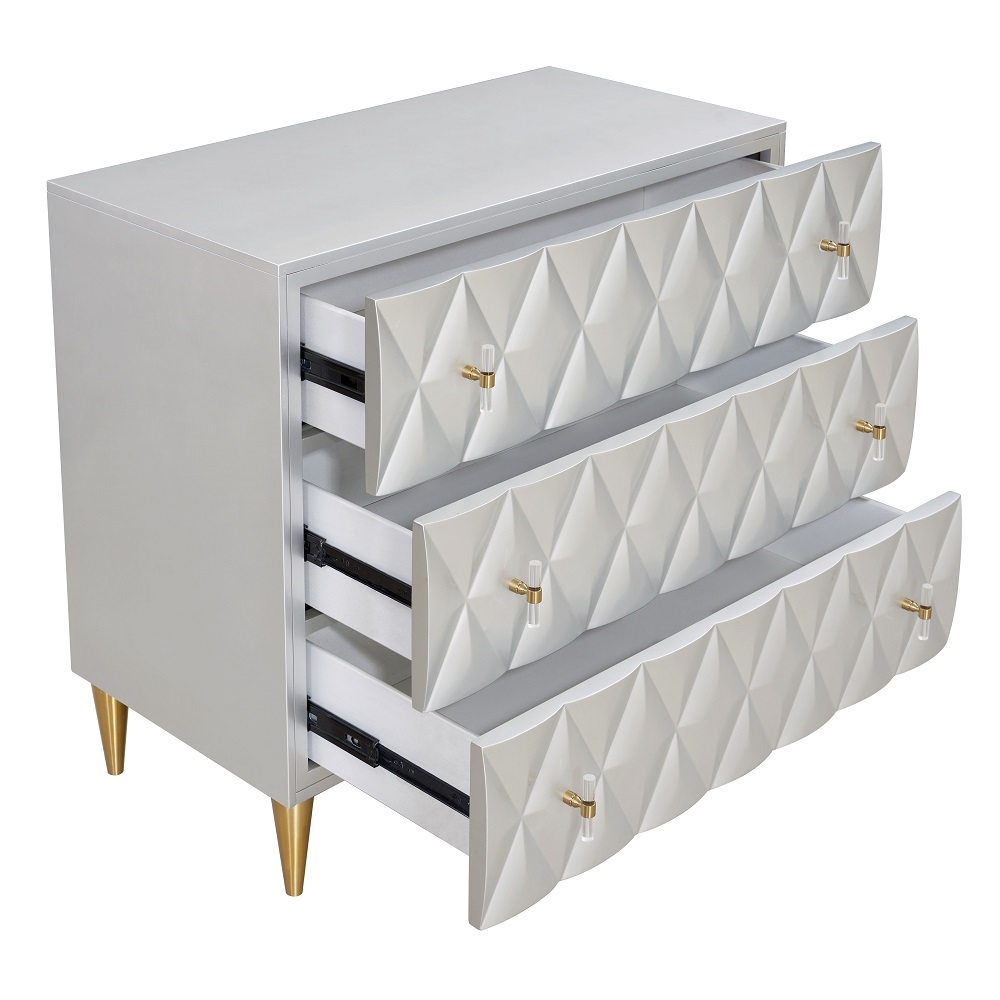 ACME - Anson Console Cabinet in Metallic Silver/Champagne