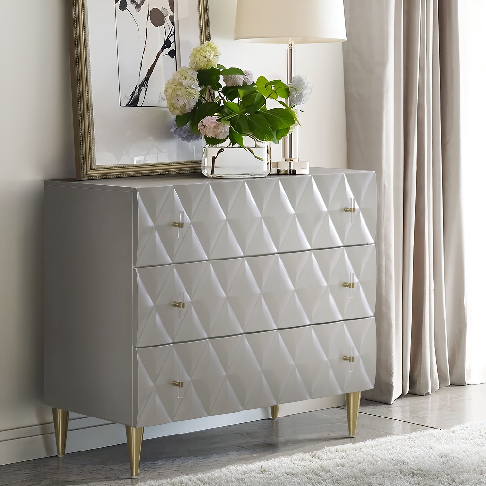 ACME - Anson Console Cabinet in Metallic Silver/Champagne