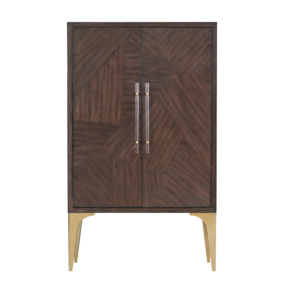 ACME™ Andy Bar Cabinet - Brushed Brown Oak/Champagne