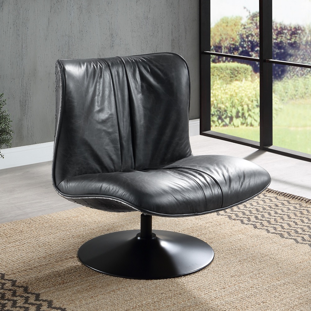 ACME™ Piotr Accent Chair with Swivel - Black