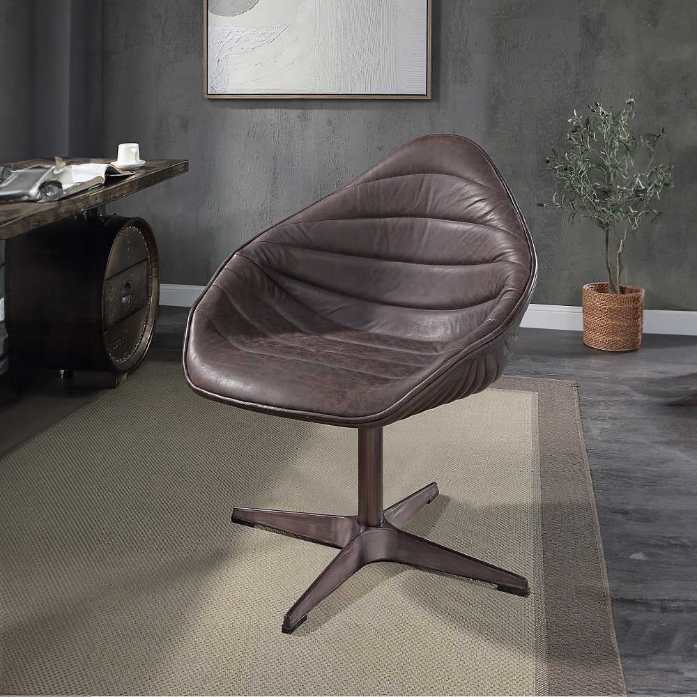 ACME™ Pipino Accent Chair with Swivel - Antique Ebony