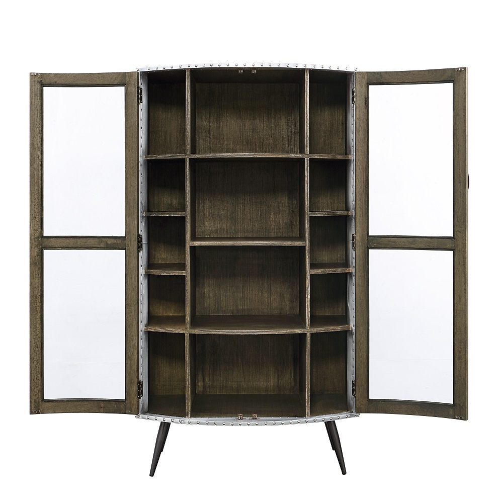 ACME - Brancaster Cabinet in Oak/Aluminum (AC02587)