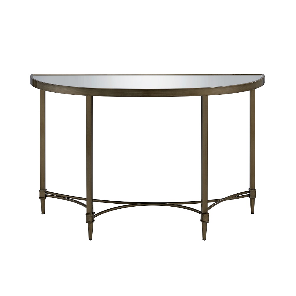 ACME - Aditya Console Table with Mirror in Mirrored/Antique Brass