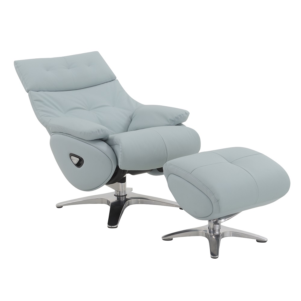 ACME™ Janella Motion Accent Chair with Swivel & Ottoman - Babyblue