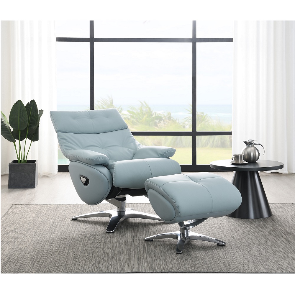 ACME™ Janella Motion Accent Chair with Swivel & Ottoman - Babyblue