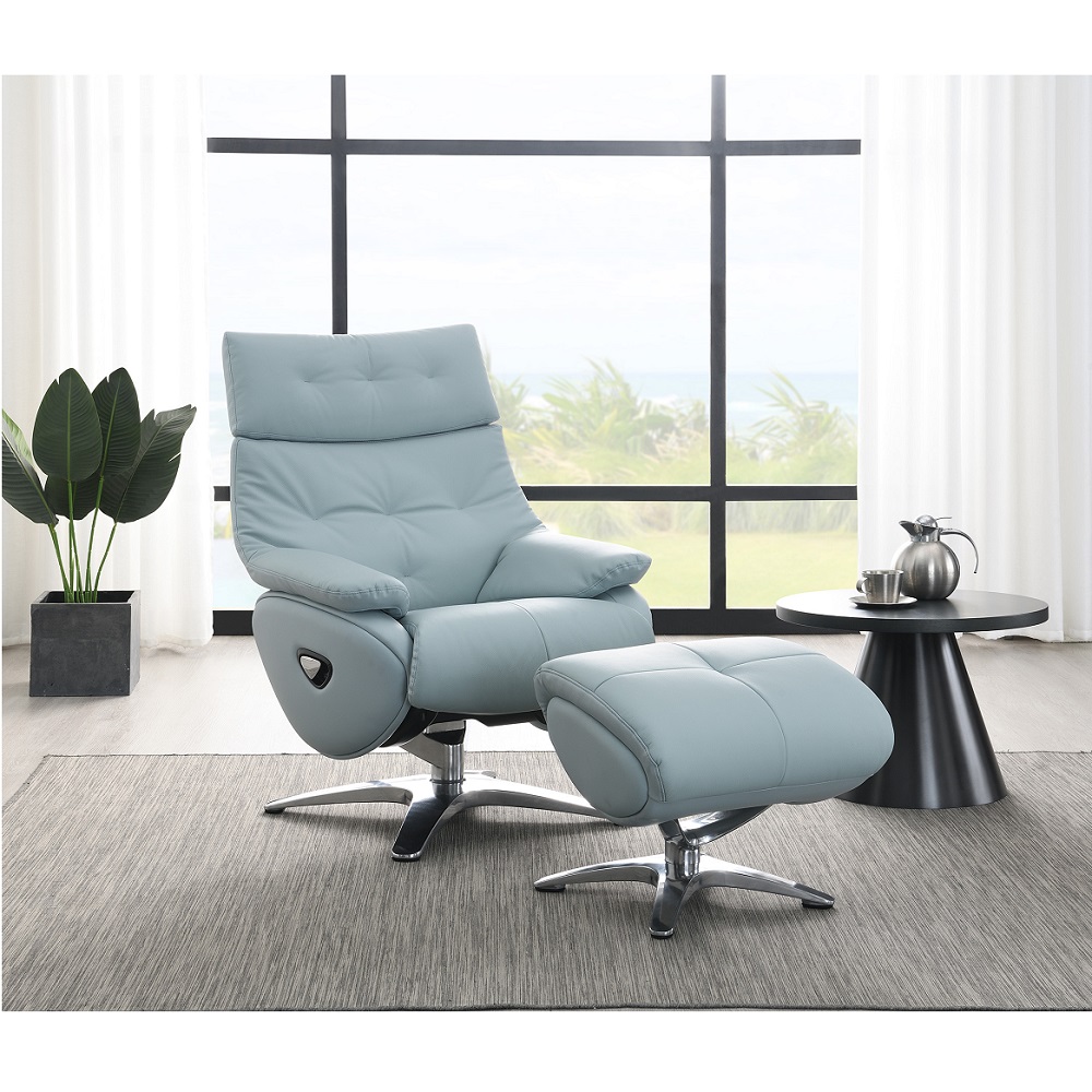 ACME™ Janella Motion Accent Chair with Swivel & Ottoman - Babyblue