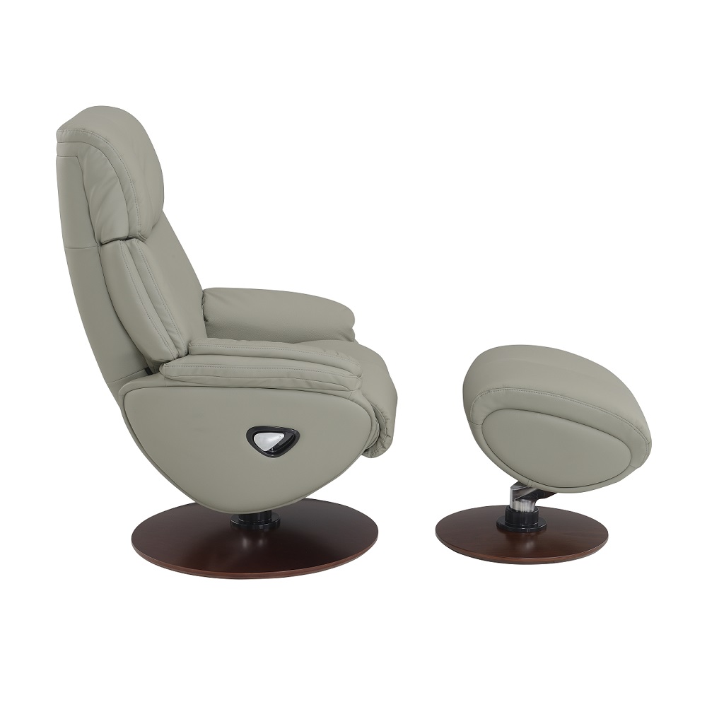 ACME™ Kandoro Motion Accent Chair with Swivel & Ottoman - Gray/Brown Base