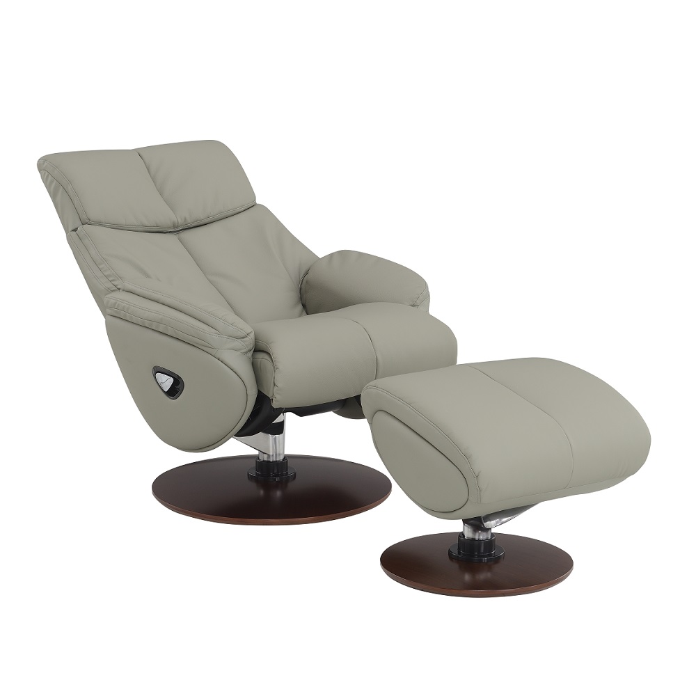 ACME™ Kandoro Motion Accent Chair with Swivel & Ottoman - Gray/Brown Base