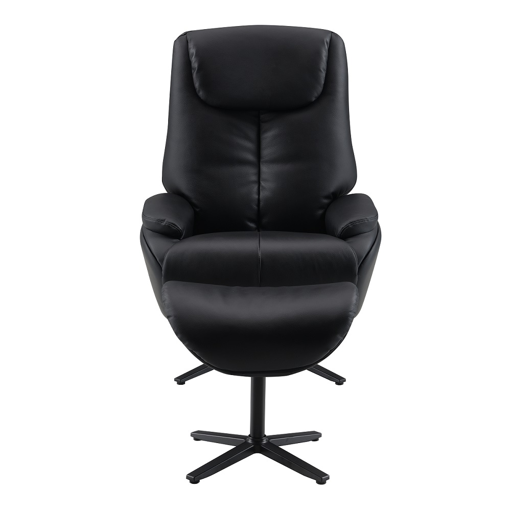 ACME™ Labonita Motion Accent Chair with Swivel & Ottoman - Black/Black