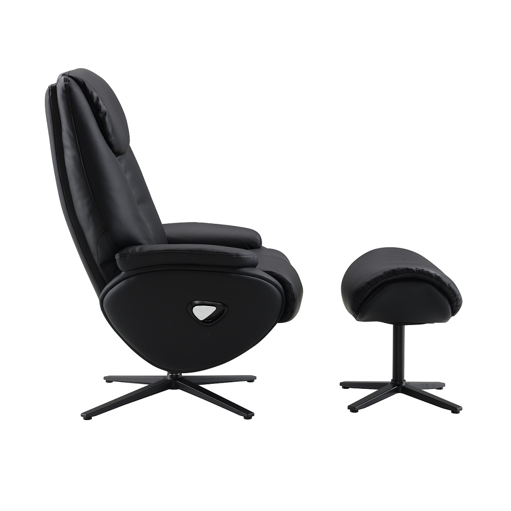 ACME™ Labonita Motion Accent Chair with Swivel & Ottoman - Black/Black