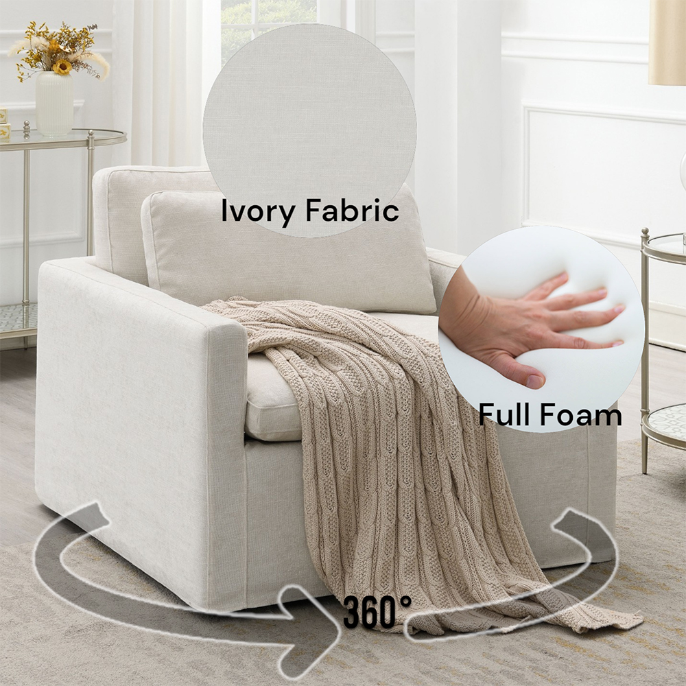 ACME™ Frederick Swivel Chair with Pillow - Ivory