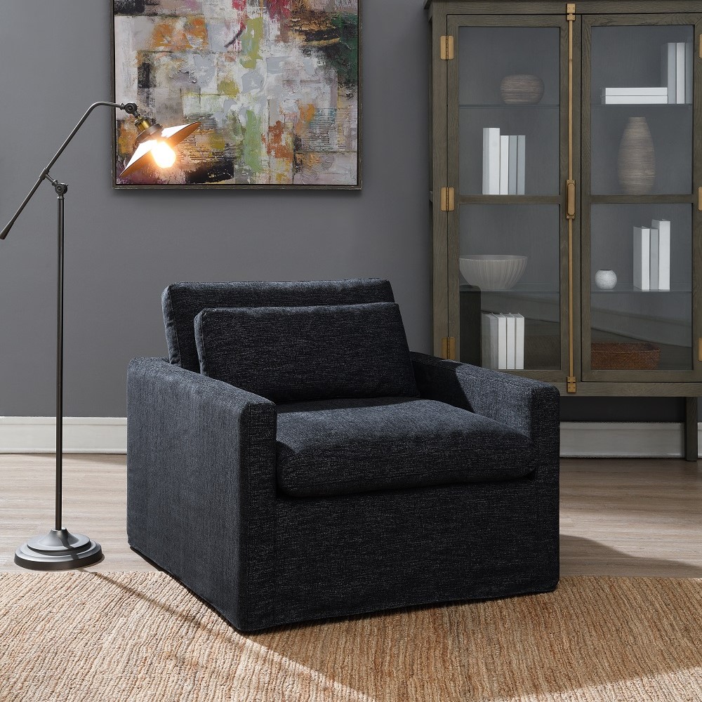 ACME™ Frederick Swivel Chair with Pillow - Dark Gray