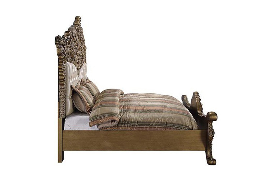 ACME - Constantine EK Bed in Light Gold/Brown/Gold