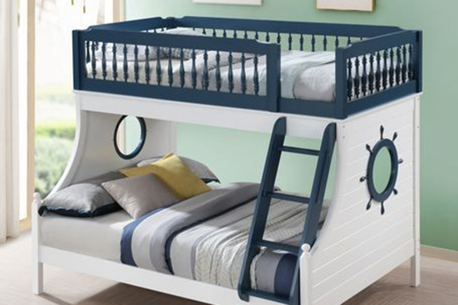 ACME Farah Twin Over Full Bunk Bed - Navy Blue and White Finish