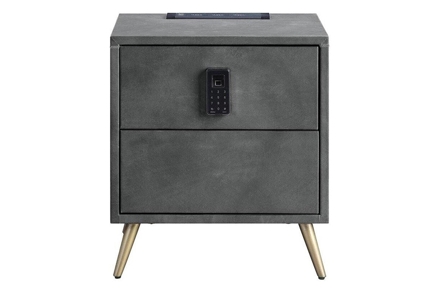 ACME - Doris Nightstand with USB & Electric Lock in Gray