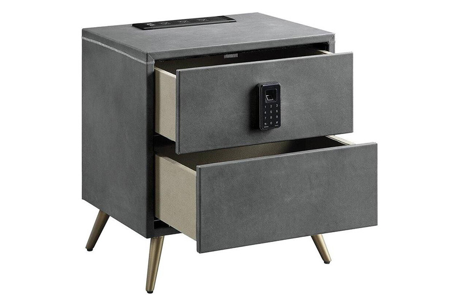 ACME - Doris Nightstand with USB & Electric Lock in Gray