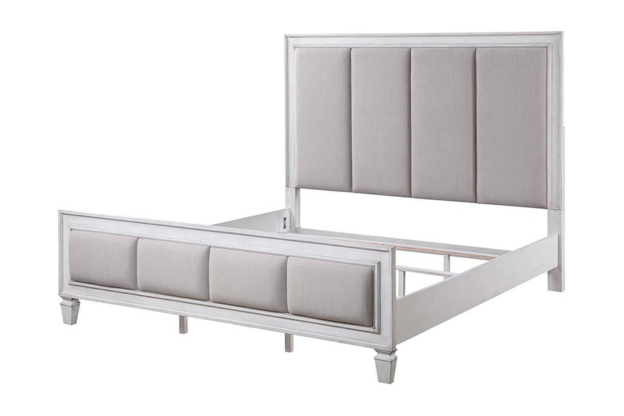 ACME Katia Eastern King Bed - Light Gray/Rustic Gray/Weathered White