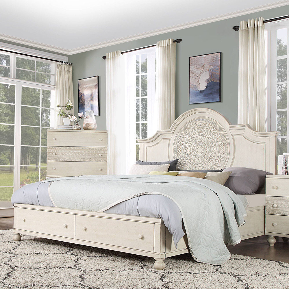 ACME Roselyne CK Bed - Antique White