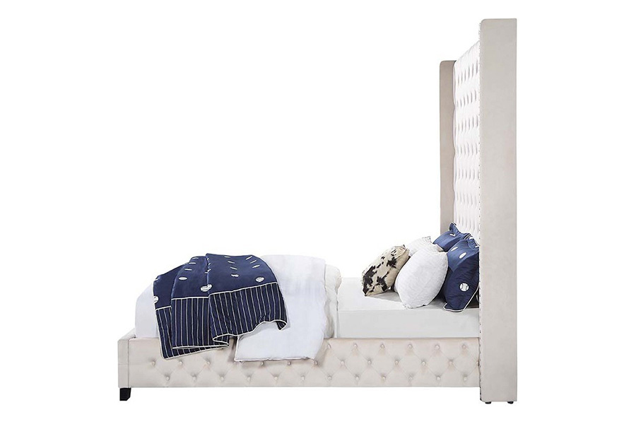 ACME Fabrice Queen Bed - Beige Velvet