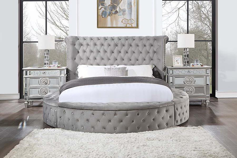 ACME Gaiva Queen Bed with Storage - Gray Velvet