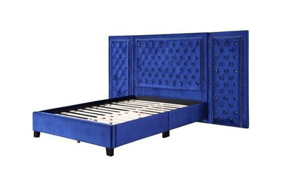 ACME Damazy Bed - Blue Velvet, Eastern King Size