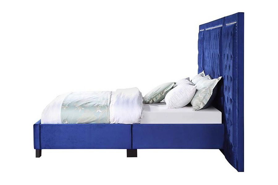 ACME Damazy Bed - Blue Velvet, Queen Size