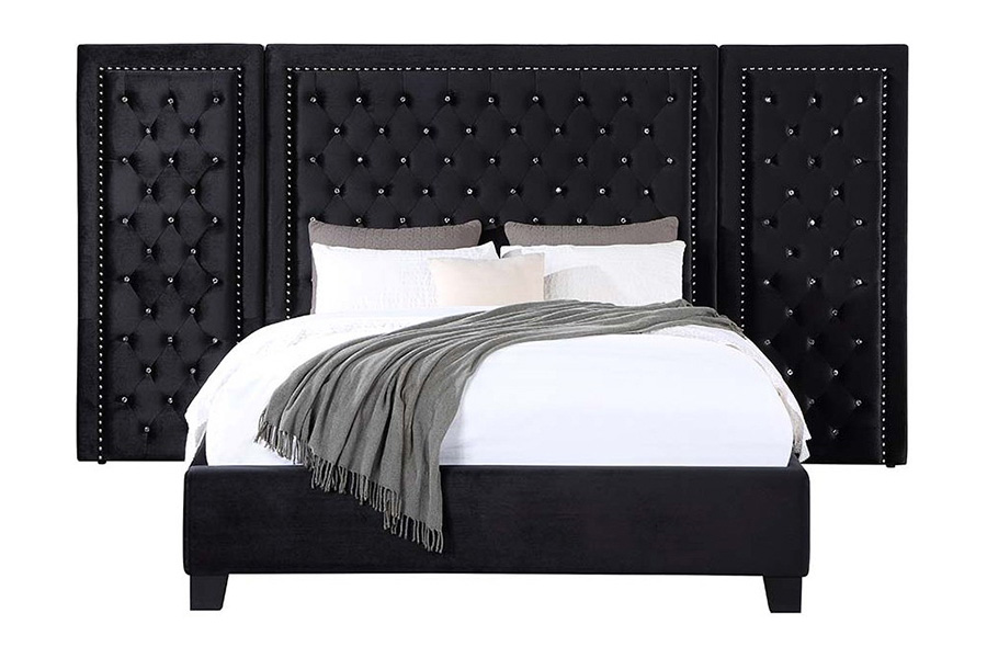 ACME Damazy Bed - Black Velvet, Queen Size